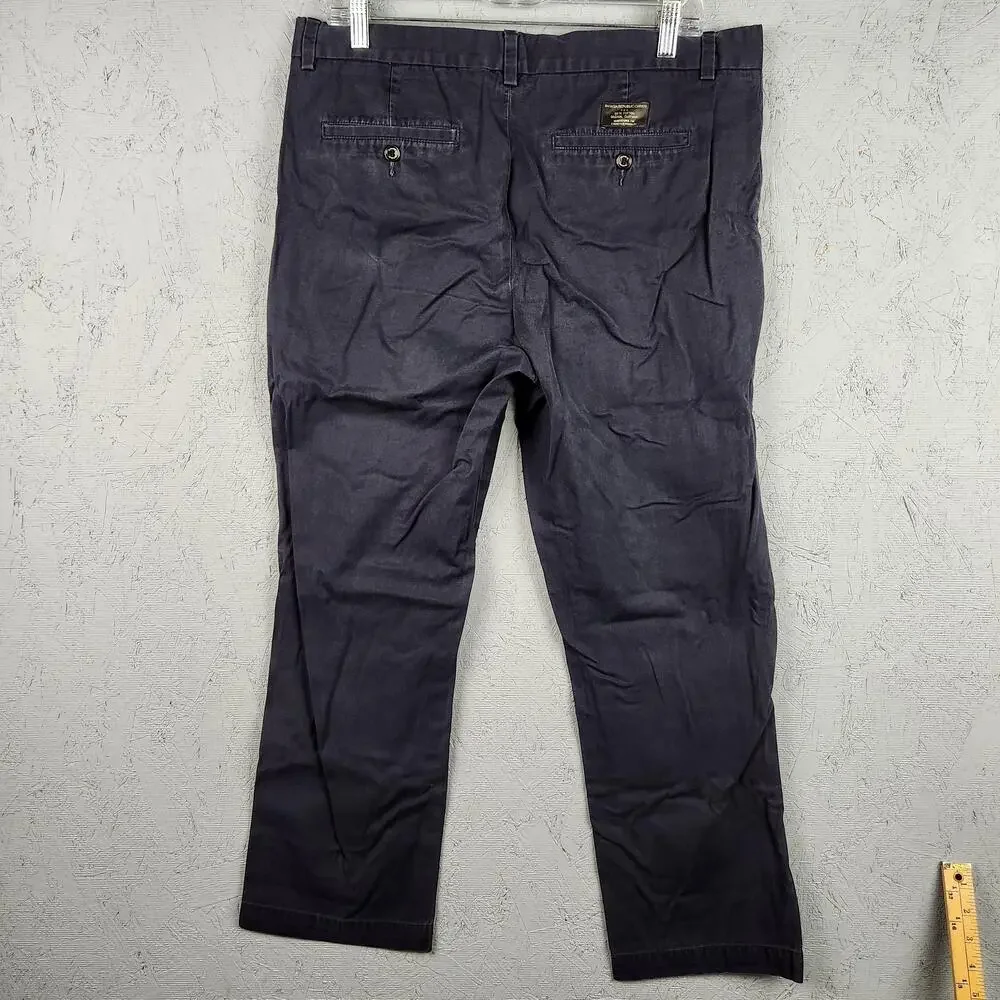 Banana Republic Chinos Mens 34x30 Navy Blue Aiden Fit Pants Flat Front Business
